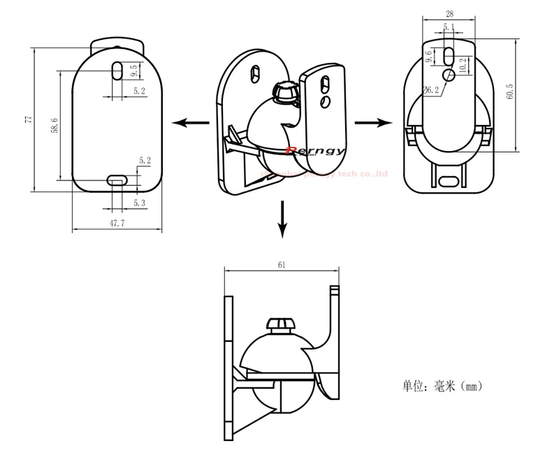 (5pcs) SW-03B  rotate tilt full motion Universal sound speaker wall mount bracket 502 Sonos play 1 speaker plastic 5kg