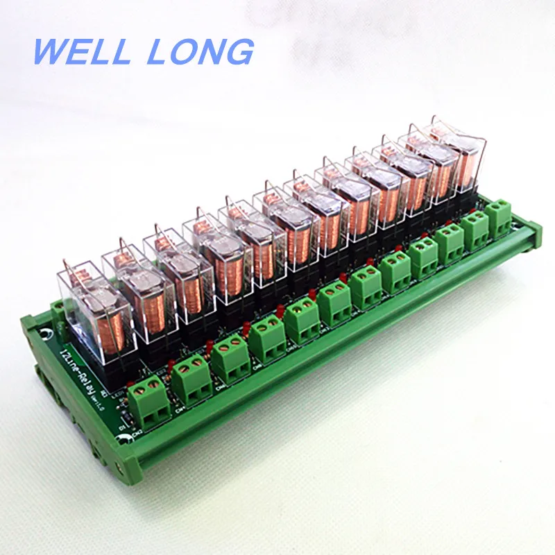 

12 Channels 1NO+ 1NC DIN Rail Mount 16A Power Relay Interface Module With G2R-1-E INPUT DC 12V PNP NPN Compatible