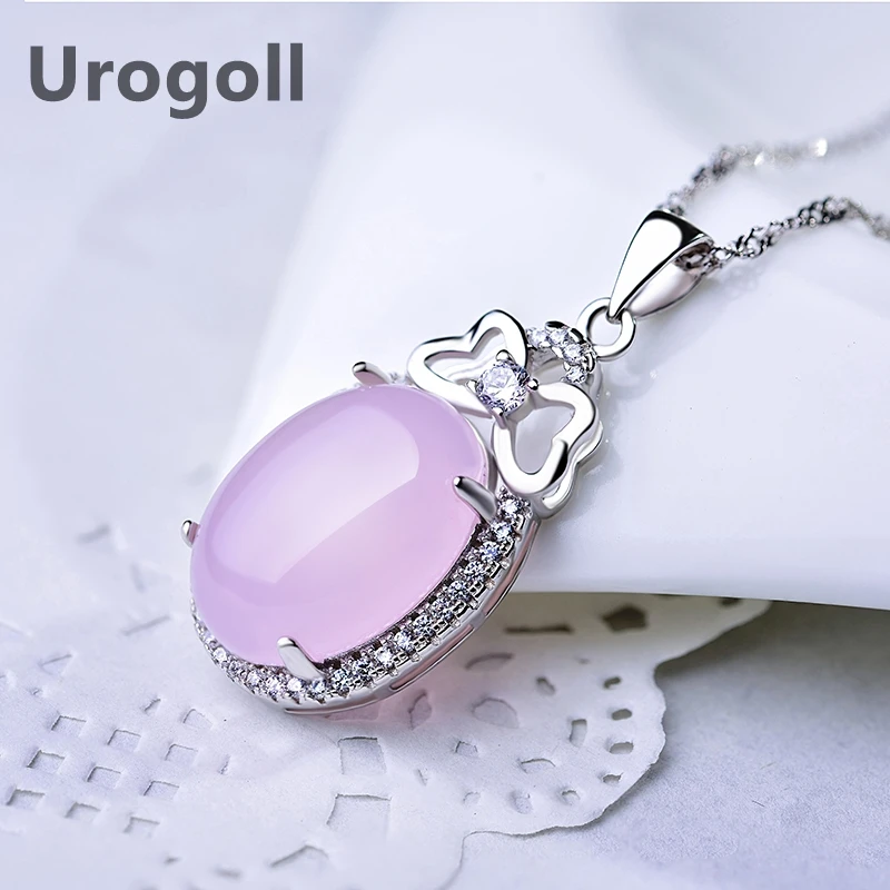 Fashion Crystal Real 925 Sterling Silver Necklaces Purple Zircon Pendant Necklaces Chain Gift For Women Girl Jewelry