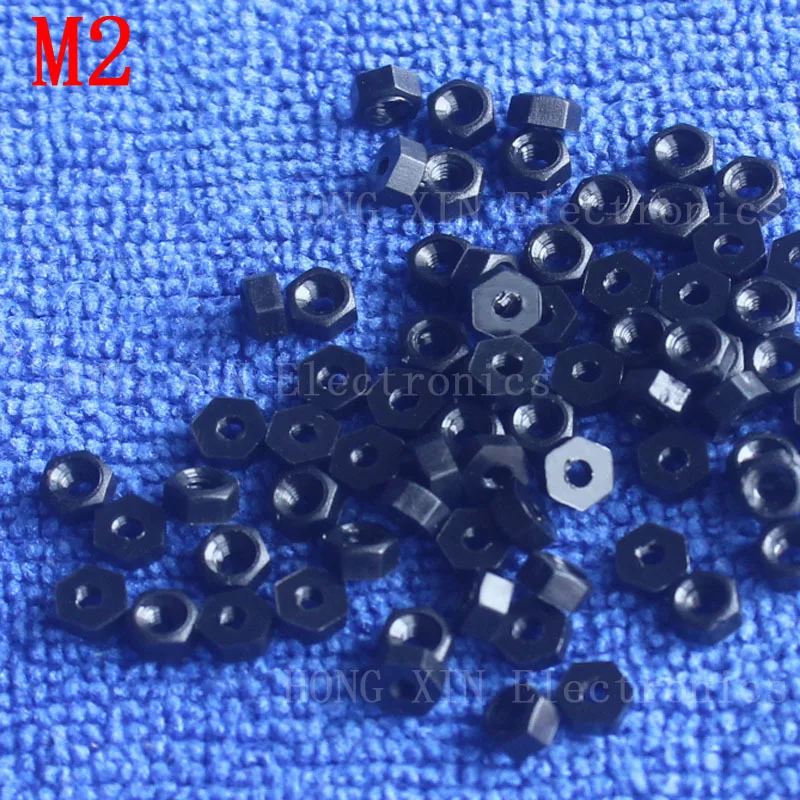 M2/M2.5/M3/M4 black 100pcs nylon hex nut 2/2.5/3/4mm plastic nuts RoSH Hexagon PC Electronic accessories Tools etc