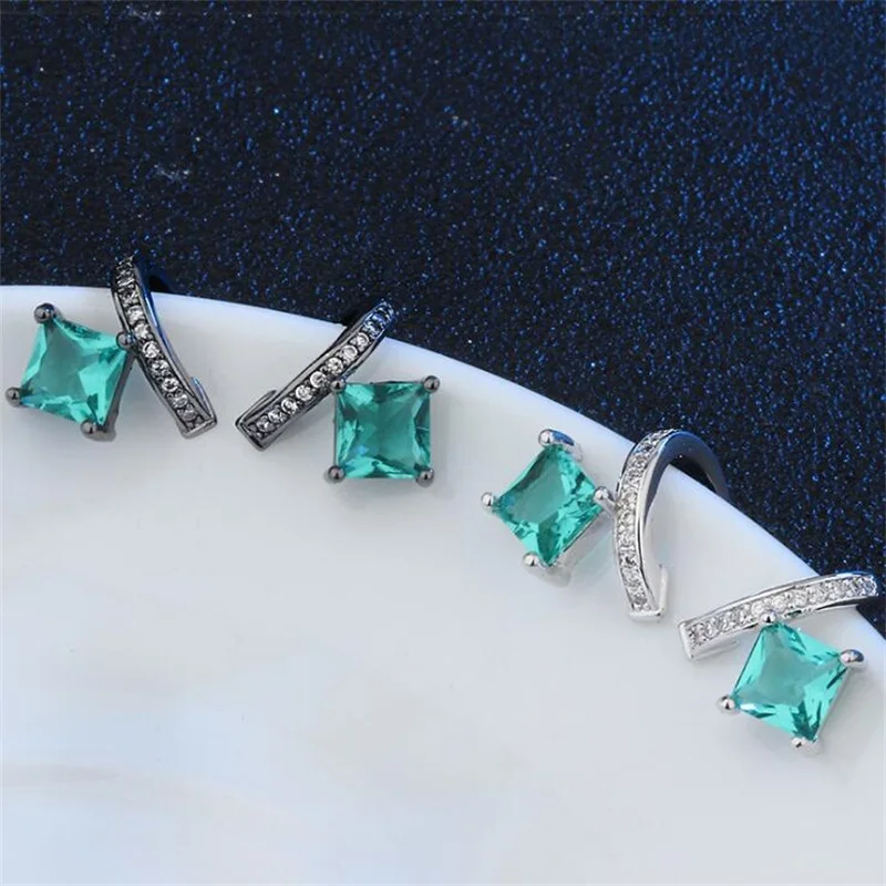 White Black Copper Green AAA Cubic Zirconia Clip Earrings Fashion Jewelry Earring Female Wedding Party Gift For Women's jewelry