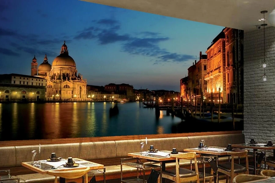 Custom scenery mural,Italy Night Canal city wallpapers,hotel room restaurant bar living room tv wall bedroom 3d wallpaper