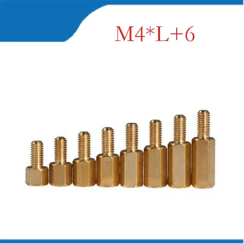 Free shipping M4 Male M 25 30 35 40 45 mm x M4 +6MM Female Brass Standoff Spacer Copper Hexagonal Stud Spacer Hollow Pillars