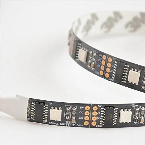 5M 16.4Ft WS2801 led pixel strip 5050 32led/m 160led digital magic RGB Individually Dream color 5V Black PCB-NON WATERPROOF IP30