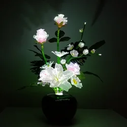 Flash Optical Fiber Multicolor Rose lily with Fiber Optic Wire Spun Silk Plastic Novelty artistic home party Shop Decoration