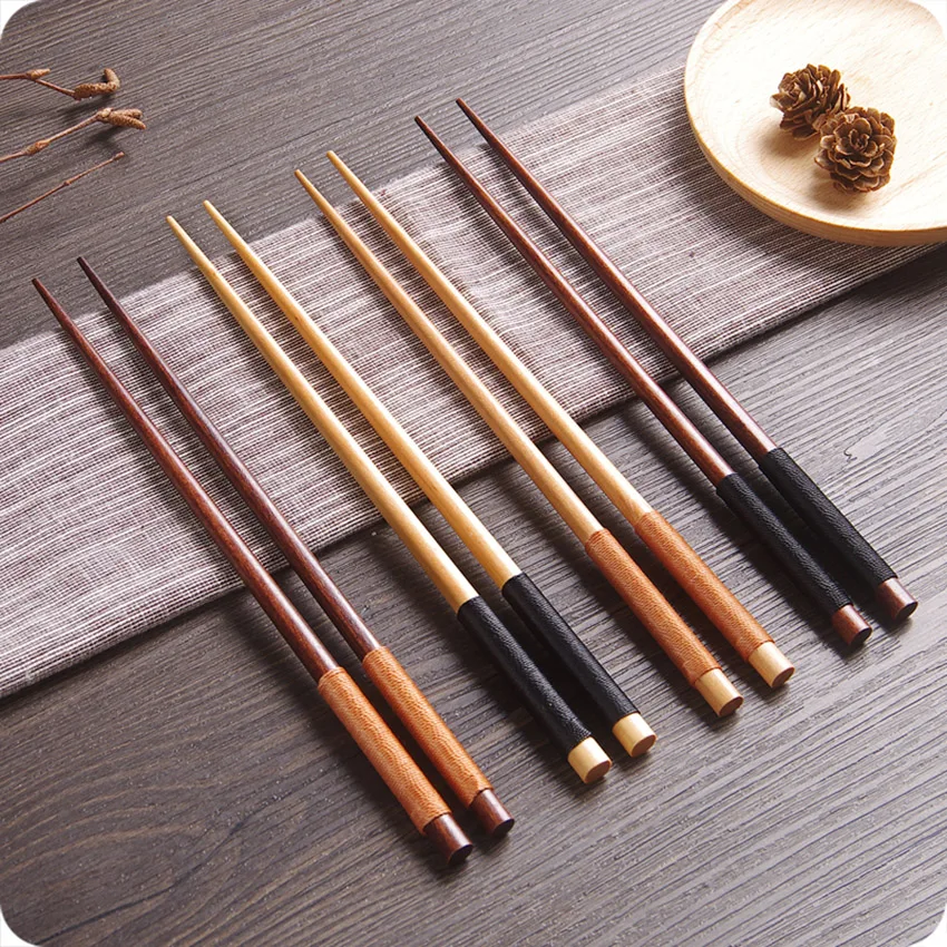 1 Pair Handmade Natural Wood Chopsticks Sushi Sticks Chinese Korean Chopsticks Reusable Tableware Household Utensils