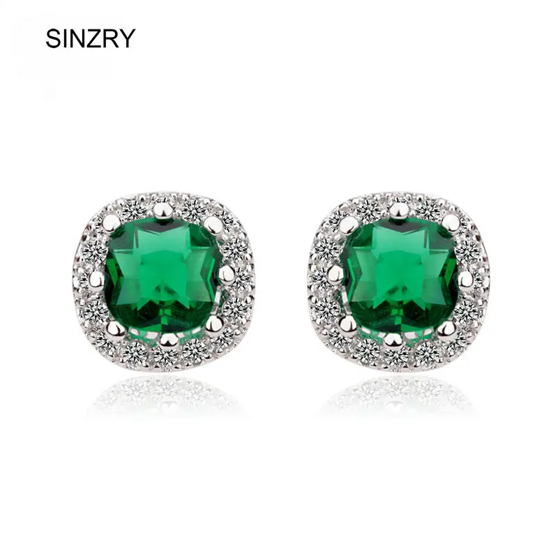 Fashion Cubic Zircon CZ Square Princess vintage stud earrings 4 color option