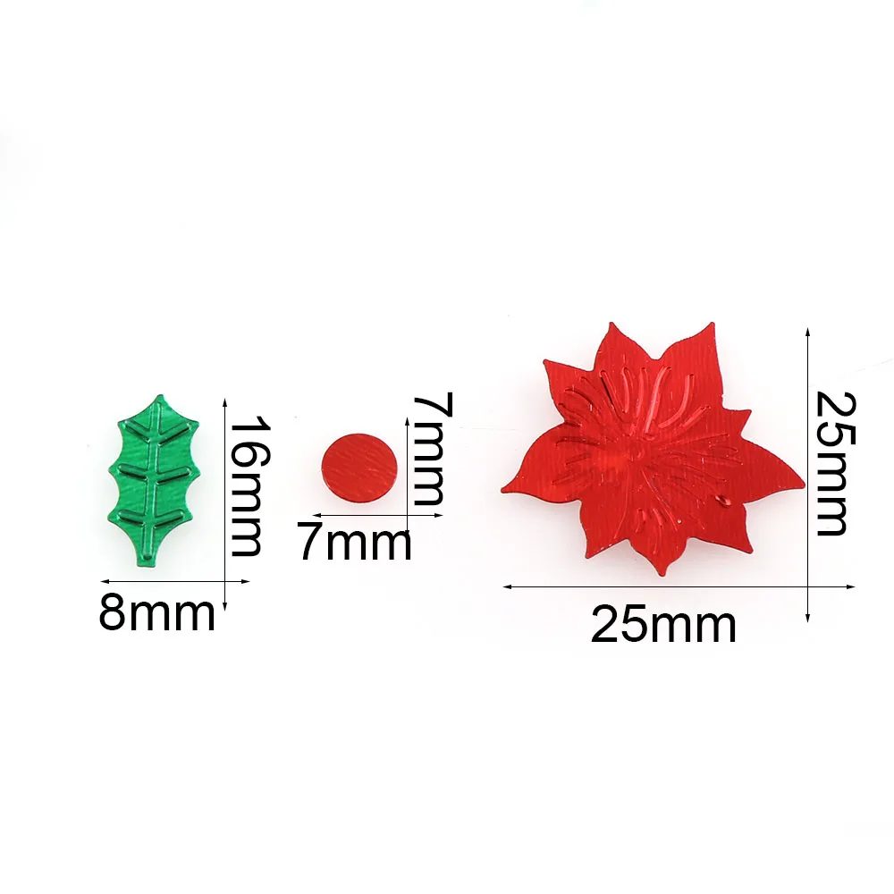 15g Mix Color Plastic Christmas Green Leaf Red Flower Confetti Tinfoil Sequins Christmas Gift Table Decorations