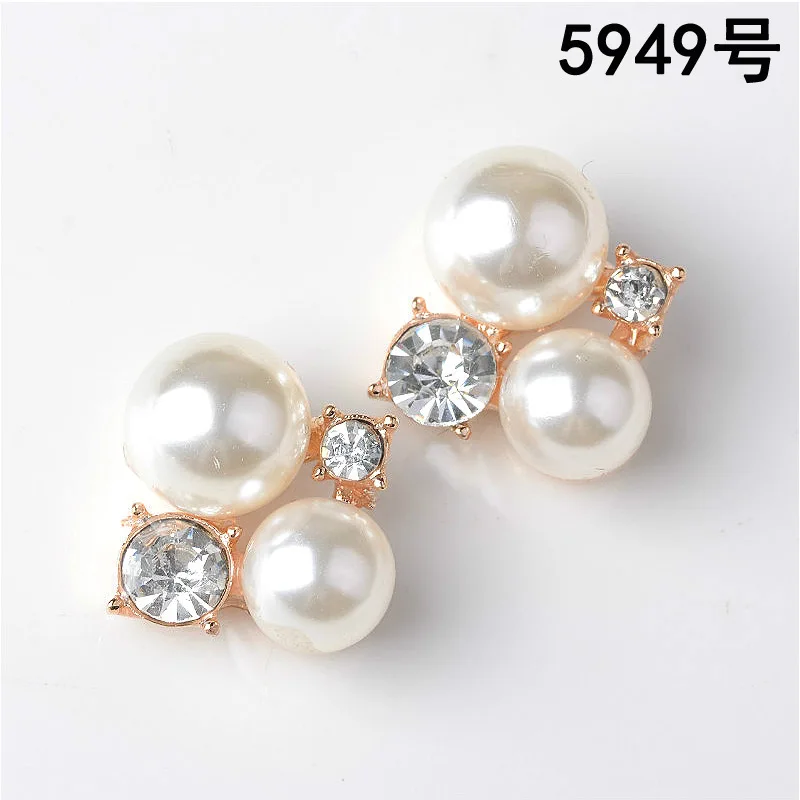 50pcs 22*23mm Gold Color Alloy Material Imitation Pearl Crystal Charm pendant For Head DIY Wedding Handmade Jewelry Making