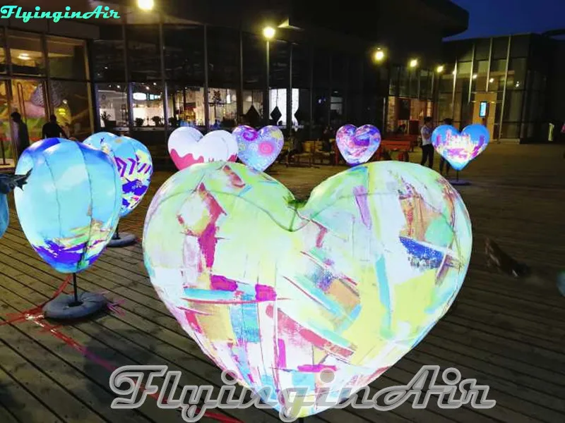 Heart-shaped Light Inflatable Light Balloon with Holder for Square