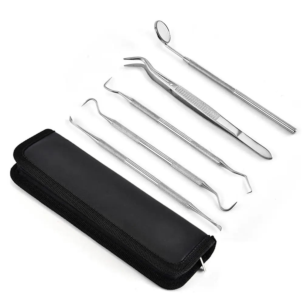 6PCS Stainless Steel Dental Tools Kit Teeth Tartar Scraper Mouth Mirror Dentists Pick Tool Teeth Scaler Probe With Storage Cases