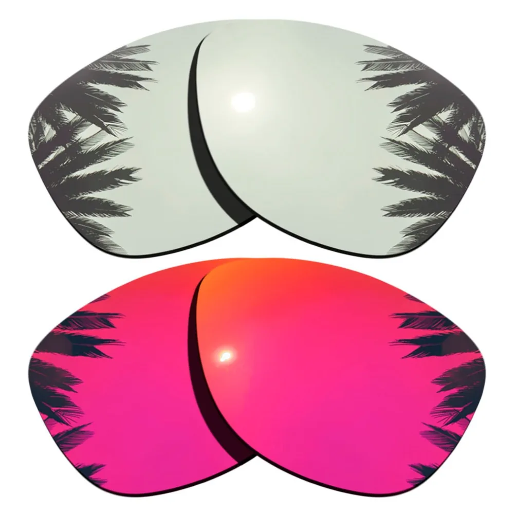 

(Silver+Midnight Sun Mirrored Coating) 2-Pairs Polarized Replacement Lenses for Frogskins Frame 100% UVA & UVB Protection