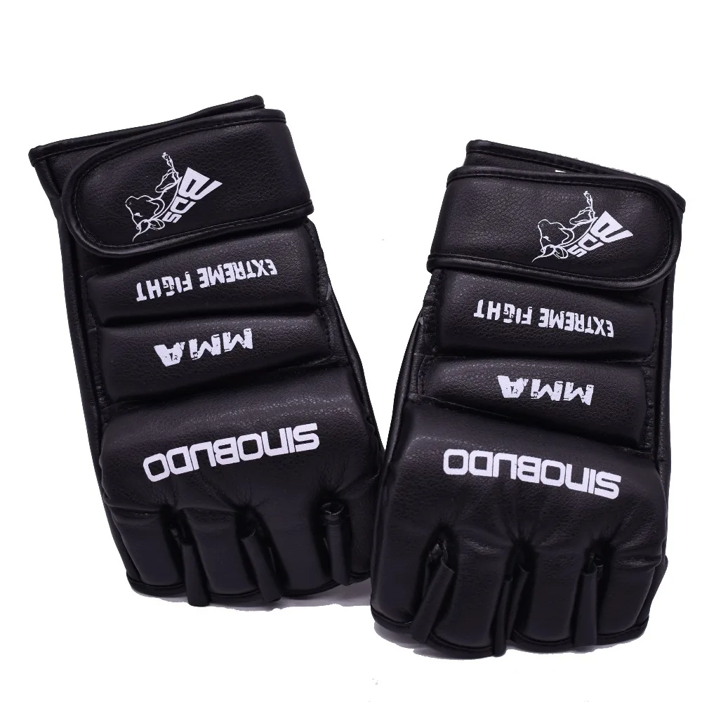 

SINOBUDO Half Finger Kick Boxing Protector MMA Gloves Training Gloves MMA Boxer Fight Boxing Equipment PU Leather