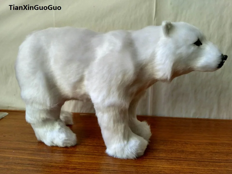 

artificial standing polar bear model,polyethylene&fur white polar bear large 30x9x18cm handicraft home decoration gift b2001