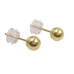 Classic Minimalist Ball 18K Bead  Diameter 3 4 5mm Optional Real Au750 Stud Earring for Womens Man Girls