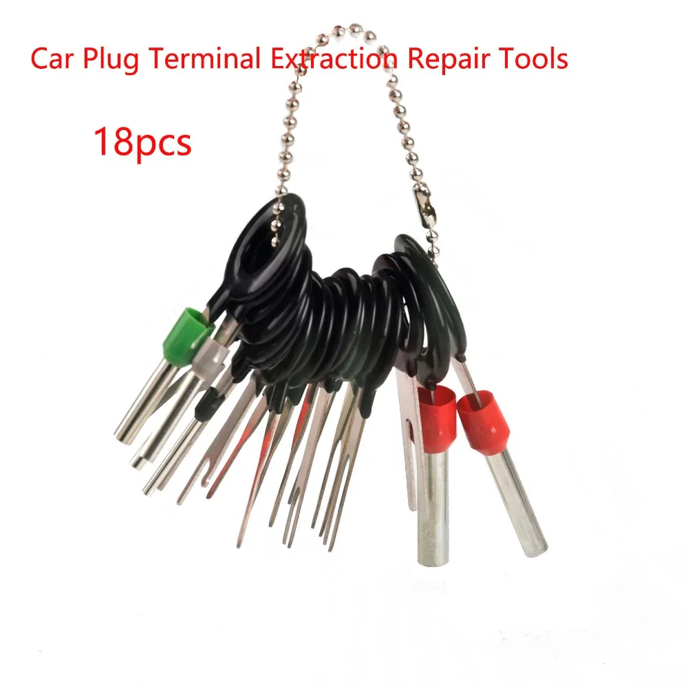 18pcs Auto Car Plug Circuit Board Wire Harness Terminal Extraction Disassembled Crimp Pin Back Needle Remove Tool Kit