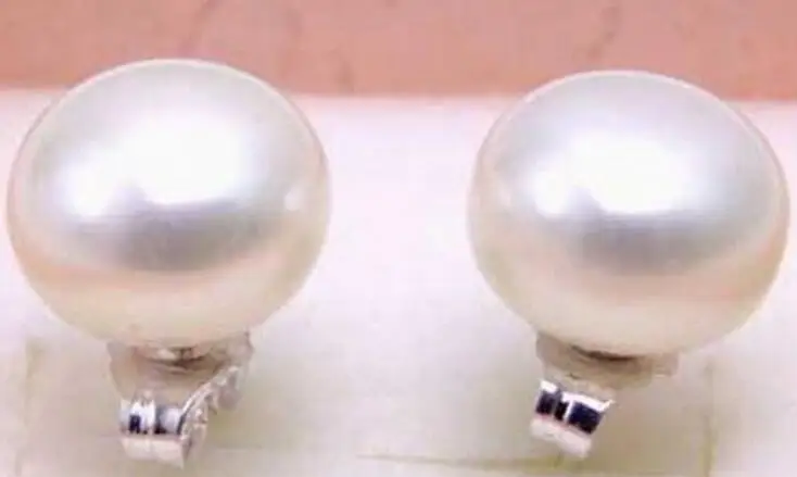 

2pc SALE Big 7-8mm Natural White Freshwater Pearl Earring & silver S925-earring