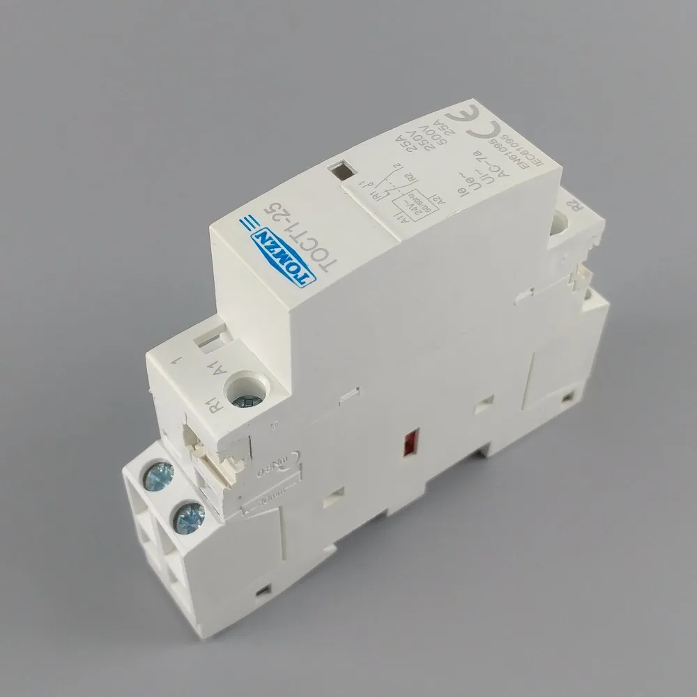 TOCT1 2P 25A 24V 50/60HZ Din rail Household ac Modular contactor 2NO or 1NO 1NC