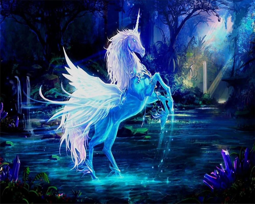 

Beibehang Custom wallpaper photo fairy unicorn living room sofa bedroom TV background home decoration children cartoon murals