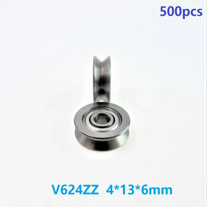 

500pcs V624ZZ V624 ZZ 624VV 4x13x6 mm V groove ball bearing roller wheel bearing guide track 4*13*6