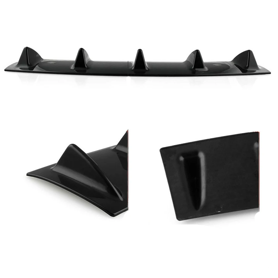 

23'' x6'' Gloss Black Universal Car Rear Lip Bumper Diffuser 5 Shark Fins Spoiler