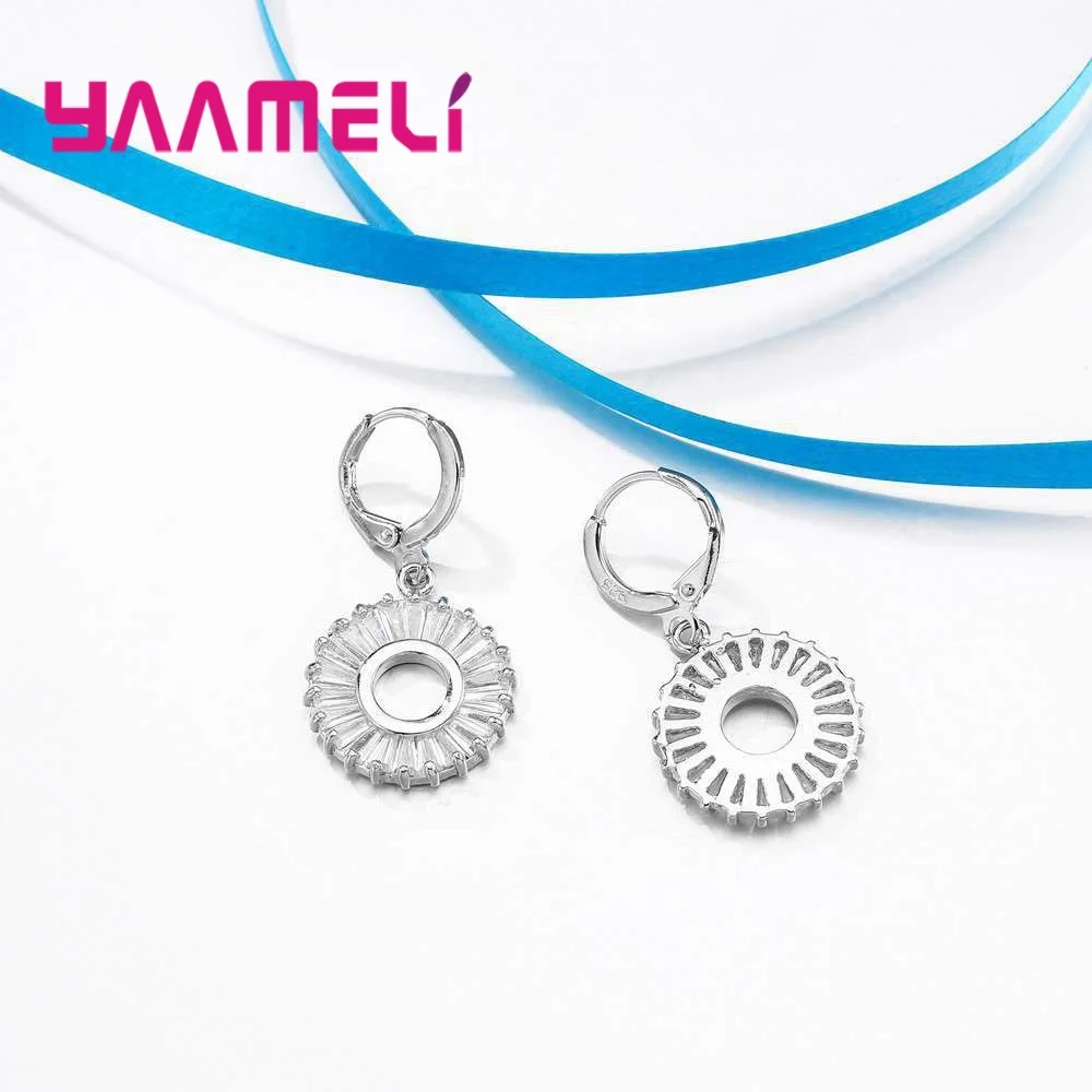 Popular 925 Sterling Silver AAA Cubic Zircon Bridal Wedding Jewelry Sets Fashion Women Austrian Crystal Necklace Earring image 6