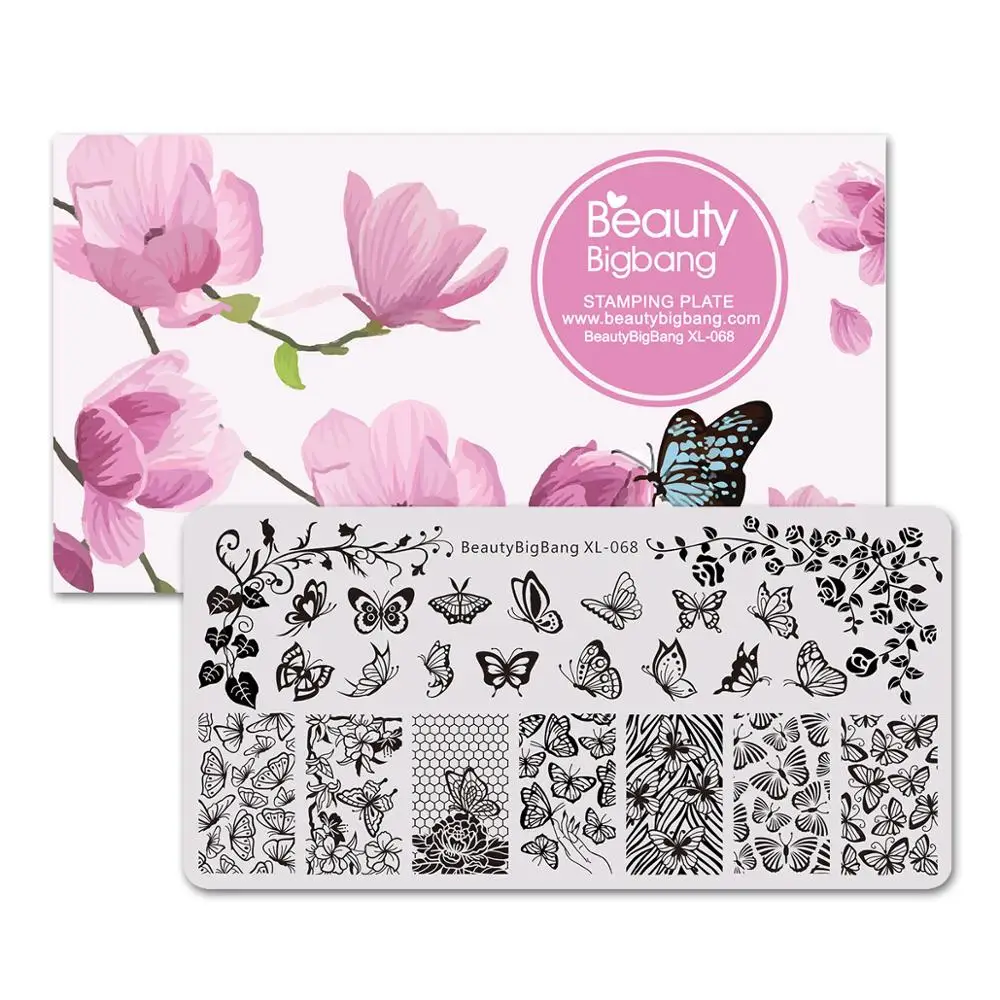 

BEAUTYBIGBANG 6*12CM Rectangle Butterfly Theme Nail Art Stamping Template Manicure Nail Art Image Plate XL-068