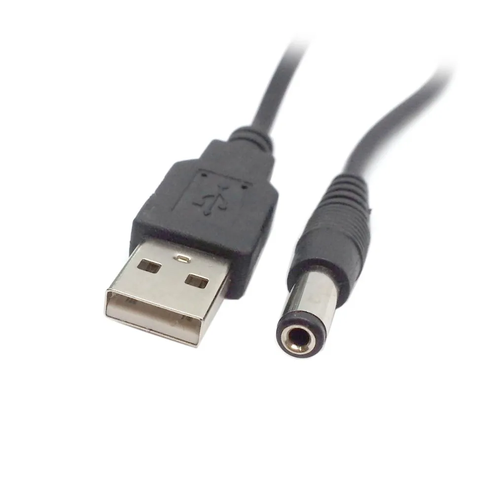 USB to 5.5 mm/2.5 mm 5 Volt DC Barrel Jack Power charge Cable 1m 3ft Elbow 90 Right Angle Design DC power plug USB CABLE