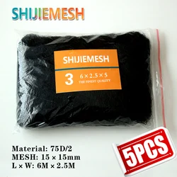 High Quality 6M x 2.5M 15mm Hole Orchard Garden Polyester 75D/2 Knotted Anti Bird Mist Net 5pcs