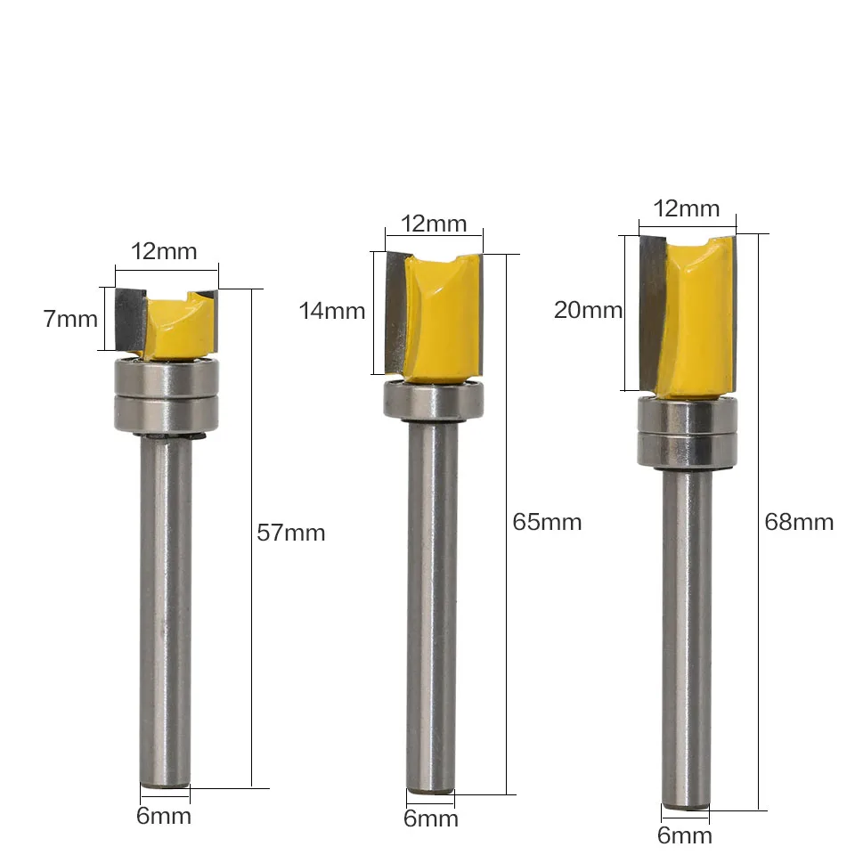 6mm Shank Template Trim Hinge Mortising Router Bit Straight end mill trimmer cleaning flush trim Tenon Cutter forWoodworking