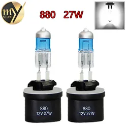 2pcs 880 890 PGJ13 Super Bright White Fog Halogen Bulb Hight Power 27W Car Head Lamp Light 12V H27W/1 Yellow Amber