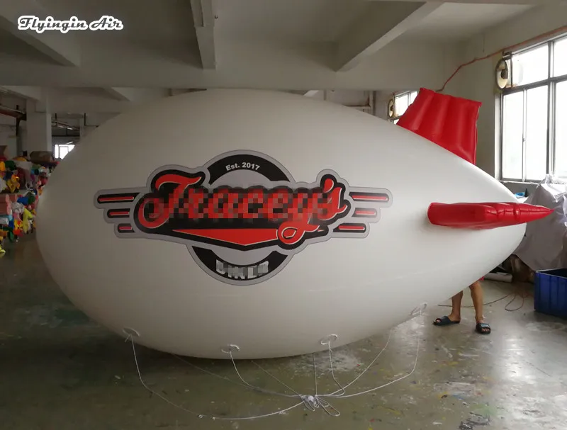 Outdoor Advertising Inflatable Zeppelin Helium Balloon PVC White Flying Blimp Air Blow Up Airship For Parade Show