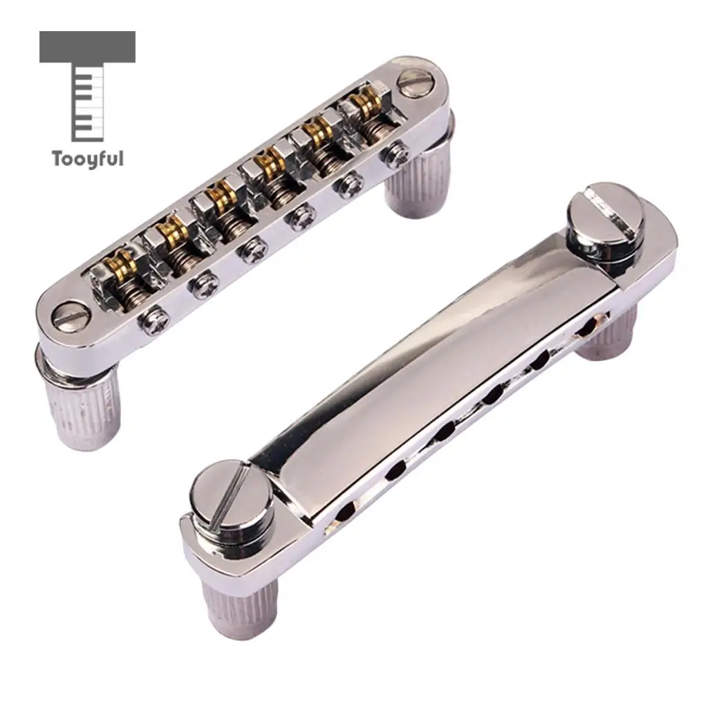 Tooyful Set Chrome Roller Bridge & Lock Tail Piece for Les Paul SG Electric Guitar Parts