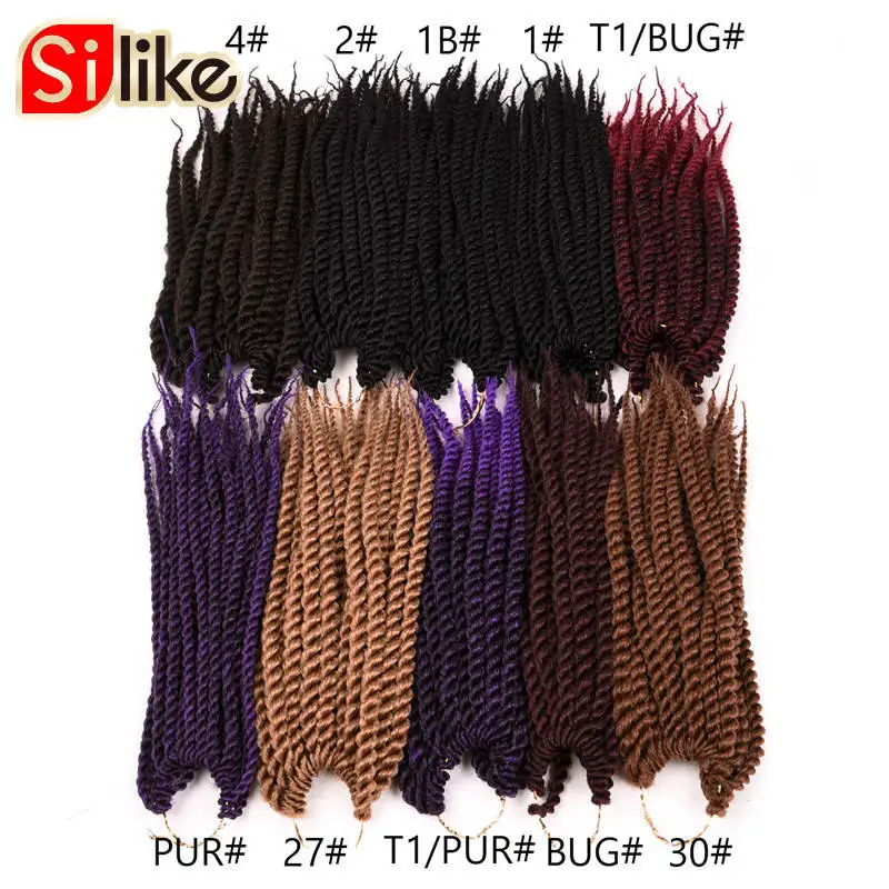 Silike Sintetis 24 Akar Crochet Kepang Senegal Twist 10 Inch Crochet Twist Braid Rambut untuk Anak Crochet Rambut Mengepang 9 warna