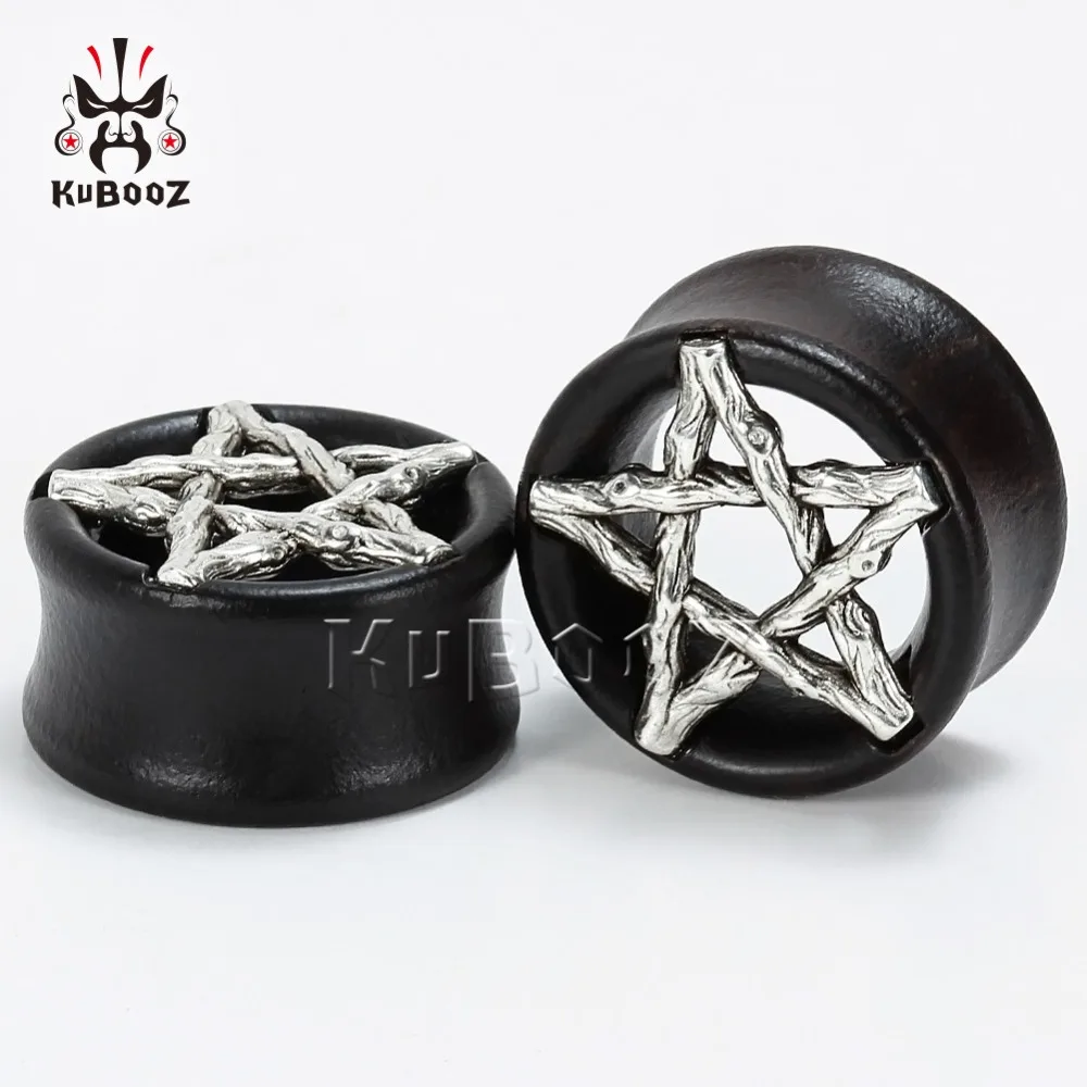 kUBOOZ 2PCS Wood Ear Stretchers Piercing Plugs Tunnels Body Jewelry Gauges Studs Earring Expanders Fashion Gift For Women Men