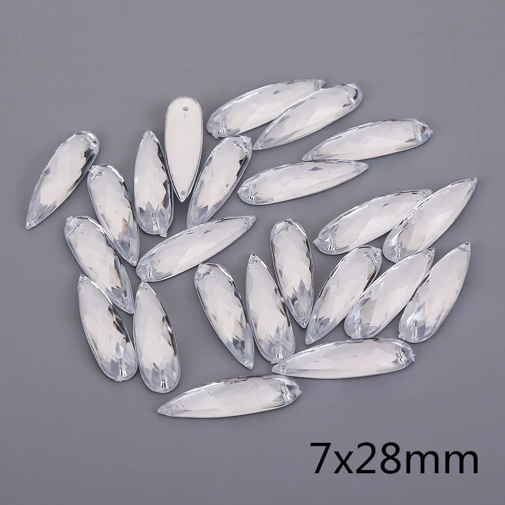 AB Crystal Color 8*21mm/7*28mm/ Sew On Acryl Water Drop Acrylic Rhinestone Flatback Crystal Beads For DIY doll clothes