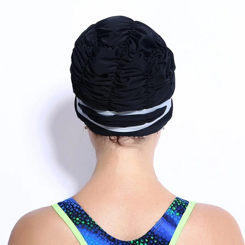 High-grade Adult Sporty Ultrathin Long Hair Swimming Cap Pure Color Swimming Hat Pool Wear Protect Ears Bathing Caps