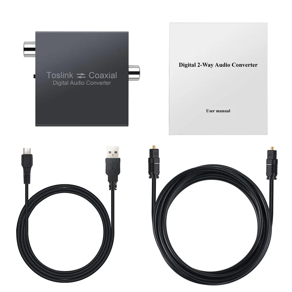 PROZOR Bi-Directional SPDIF & Coaxial Converter 192 KHz Digital Audio Converter SPDIF Coaxial and Toslink Optical Splitter