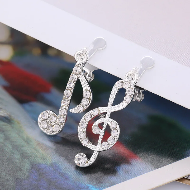 JIOFREE Hot Personality Geometric Music Dream Symbol Asymmetric Clip on Earrings  no pierced Silver Color Earrings for Women