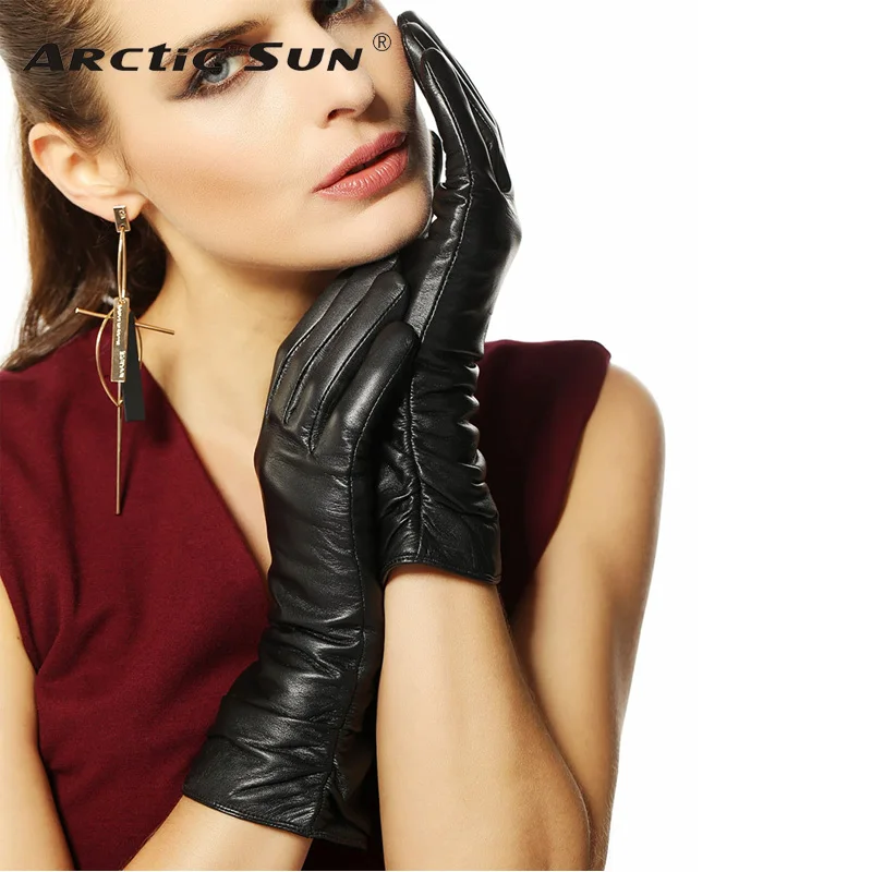 Direct Selling Gloves For Women Middle-long Style Genuine Leather Glove Female Fashion Goatskin Winter Driving Sale L010nc