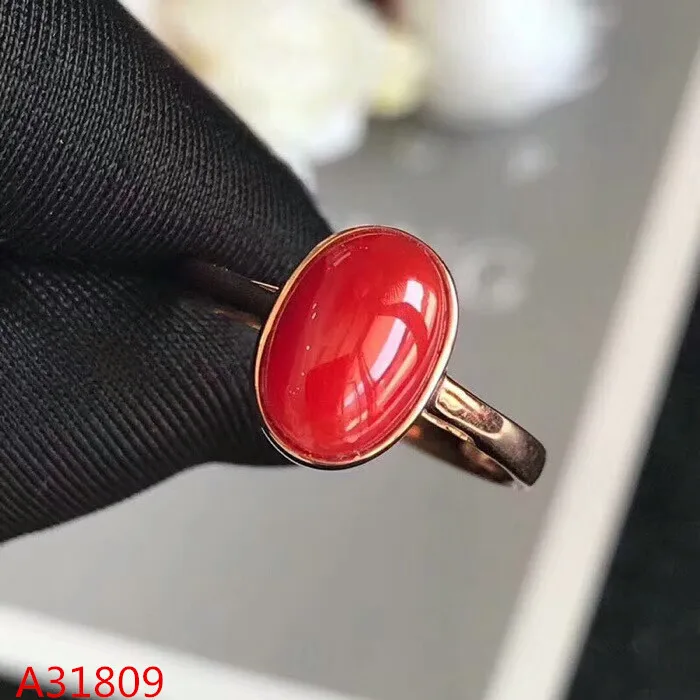 

KJJEAXCMY Fine jewelry 925 pure silver inlaid natural coral female ring jewelry, oval micro insert.