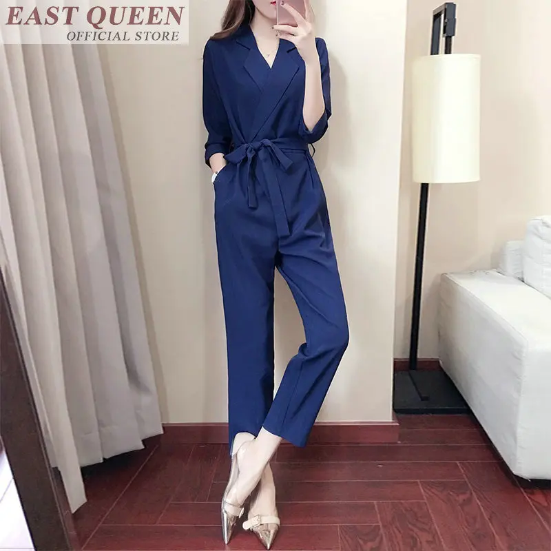 Jumpsuits ผู้หญิงข้อเท้าความยาวกางเกง sashes ธุรกิจ overalls สำหรับผู้หญิง elegant casual office lady jumpsuit DD630 L