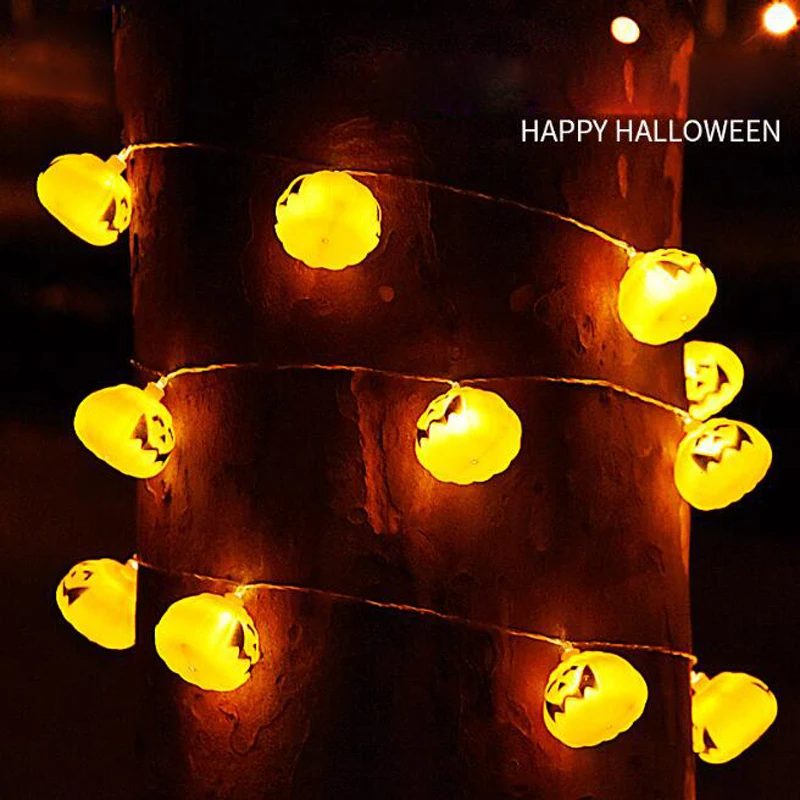 1pcs/lot Party Decorations Pumkin LED String Plug and Battery Light 16pcs Head 2.7m Festival Decorate Props For Halloween Bar