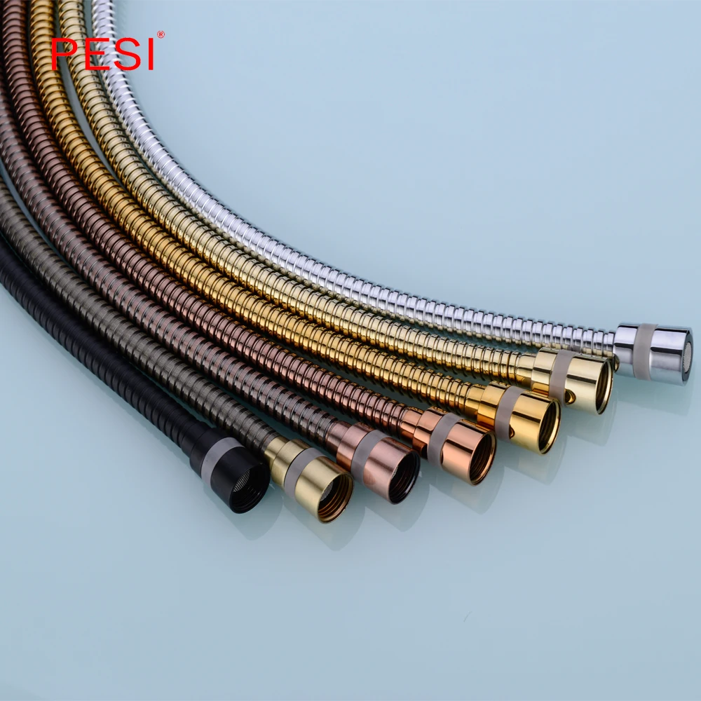 High Pressure Shower Hose 150cm Stainless Steel Shower Tube Flexible Gold Bathroom Hose Plumbing