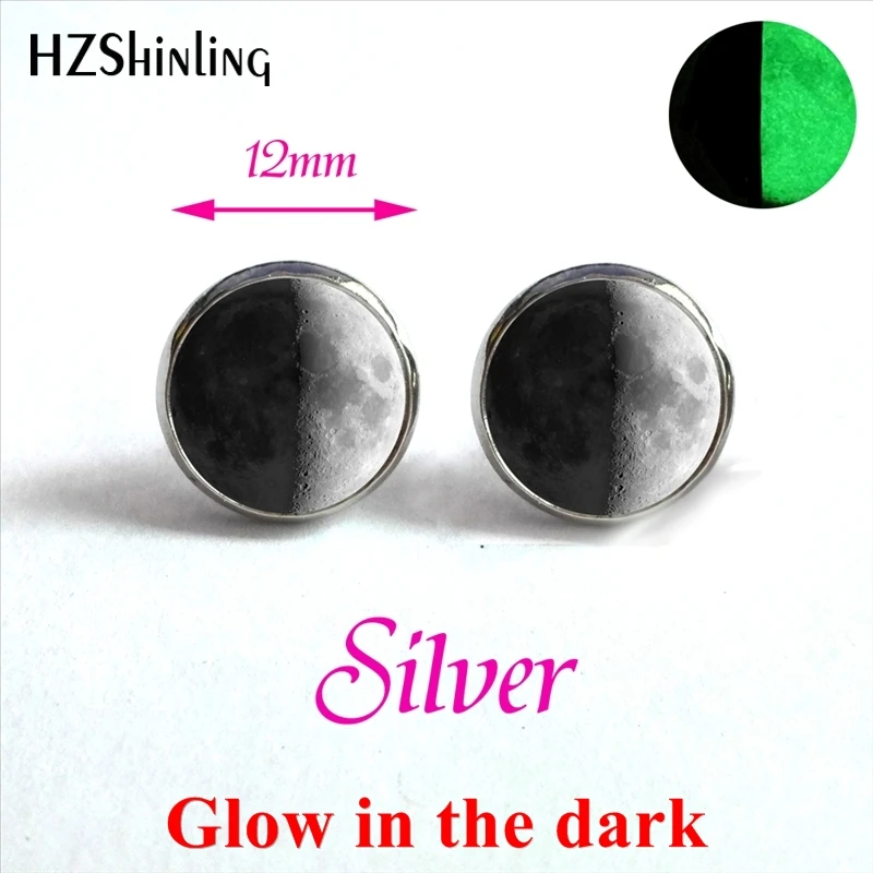 New Arrival Glowing Jewelry Lunar Eclipse Earrings Glass Dome Full Moon Stud Earrings Glow in the dark Wholesale HZ4