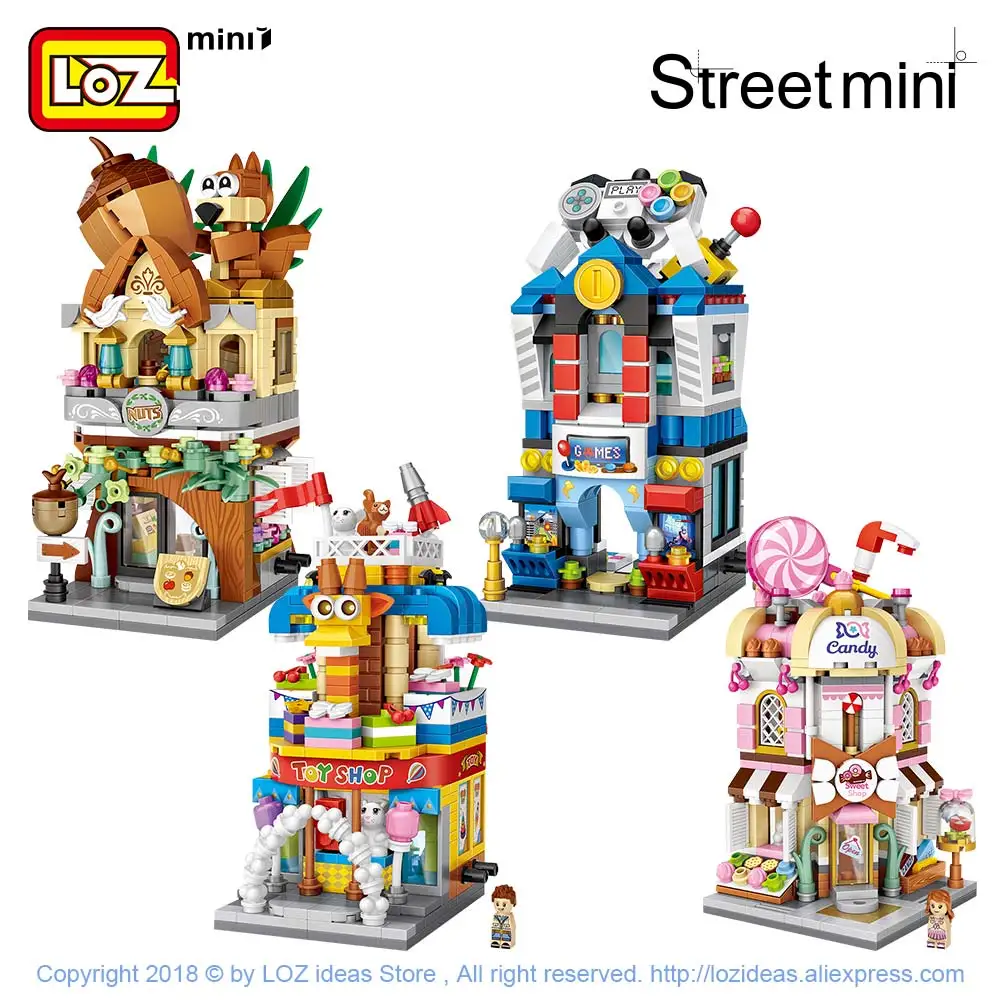 Loz Mini Bricks City View Scène Mini Street Model Bouwsteenspeelgoed Gaming Kamer Candy Shop Speelgoed Winkel Architectuur Kinderen diy