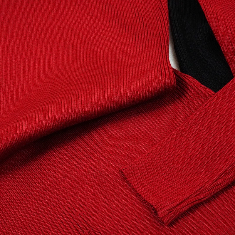 Jesienno-zimowa damska dzianinowa sukienka z golfem sukienki swetrowe Lady wąska obcisła z długim rękawem wydłużana sukienka Vestidos PP021 — zdjęcie 7
