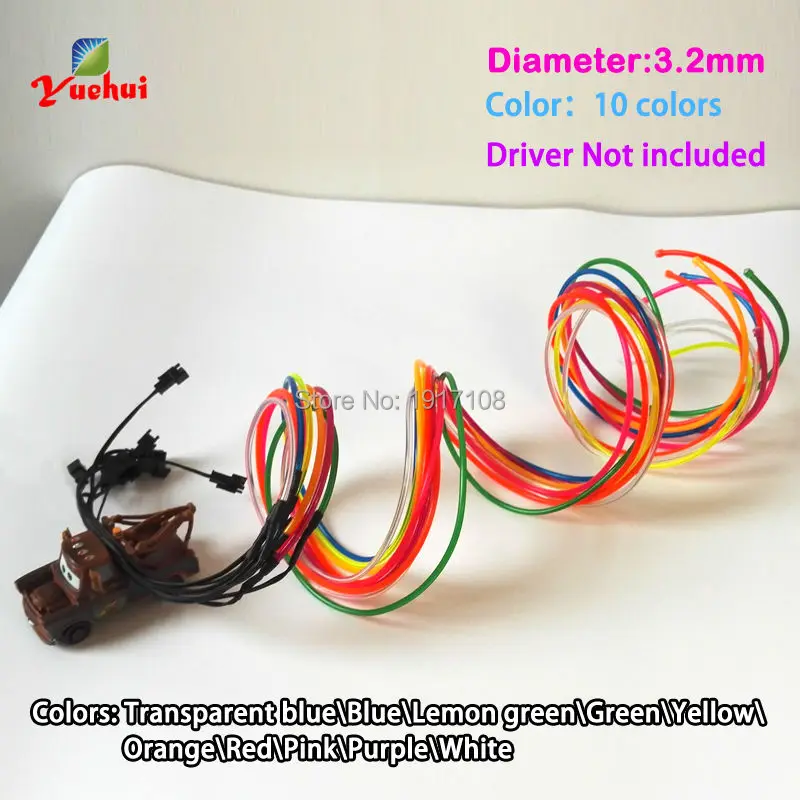 2021 3.2mm 1Meter 10 Color Choice Waterproof EL wire LED neon rope tube Not Include For Party decoration