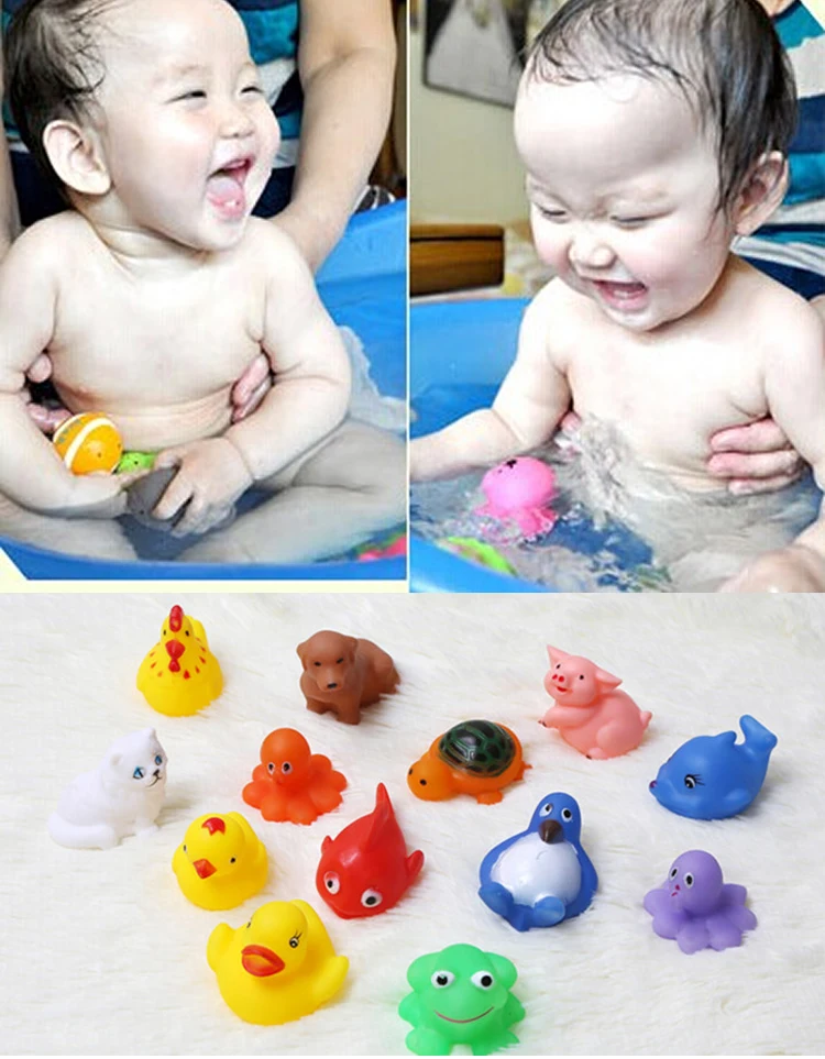 13pcs Infant Baby Girl Boy Kids Children Bath Toys Educational Toy Water Game Wholesale Wonderful Colorful Boys Girls Duck Toys