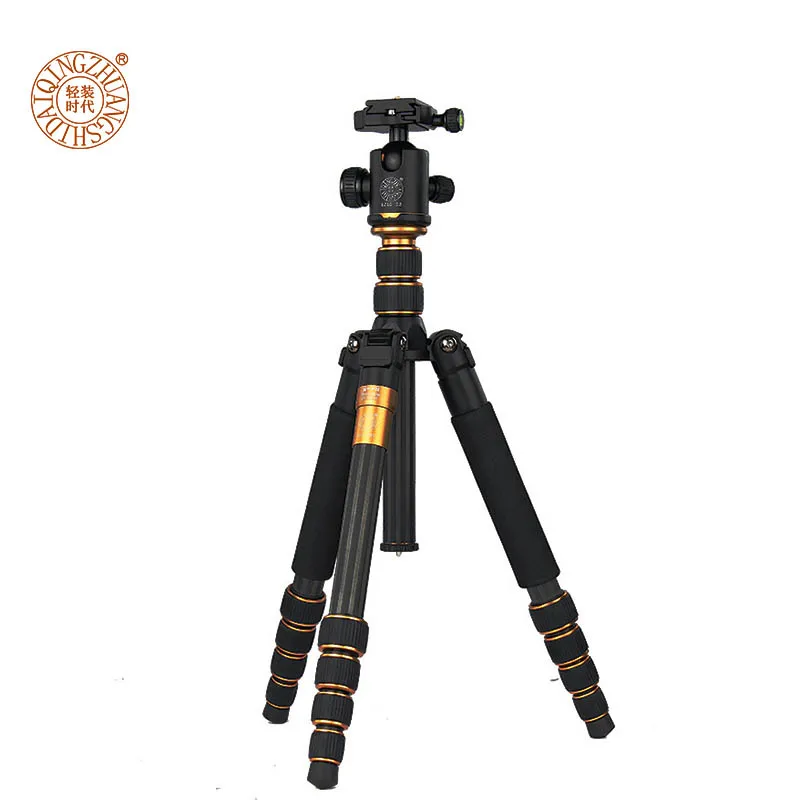 ที่มีคุณภาพสูงQ666Cมืออาชีพคาร์บอนไฟเบอร์กล้องขาตั้งกล้องเปลี่ยนไปMonopod 5ส่วนแบกถุงจัดส่งฟรีสำหรับเอชแอล